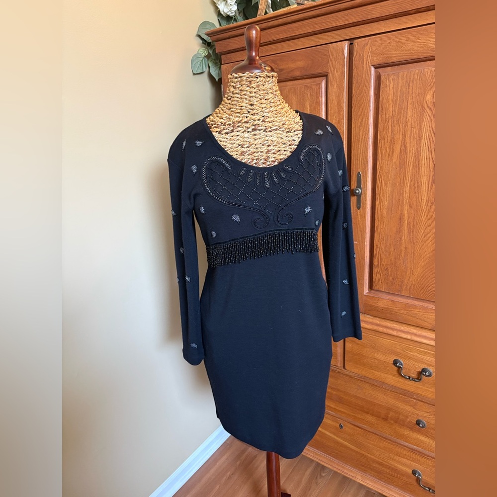 Vintage Liz Claiborne sweater knit dress beaded